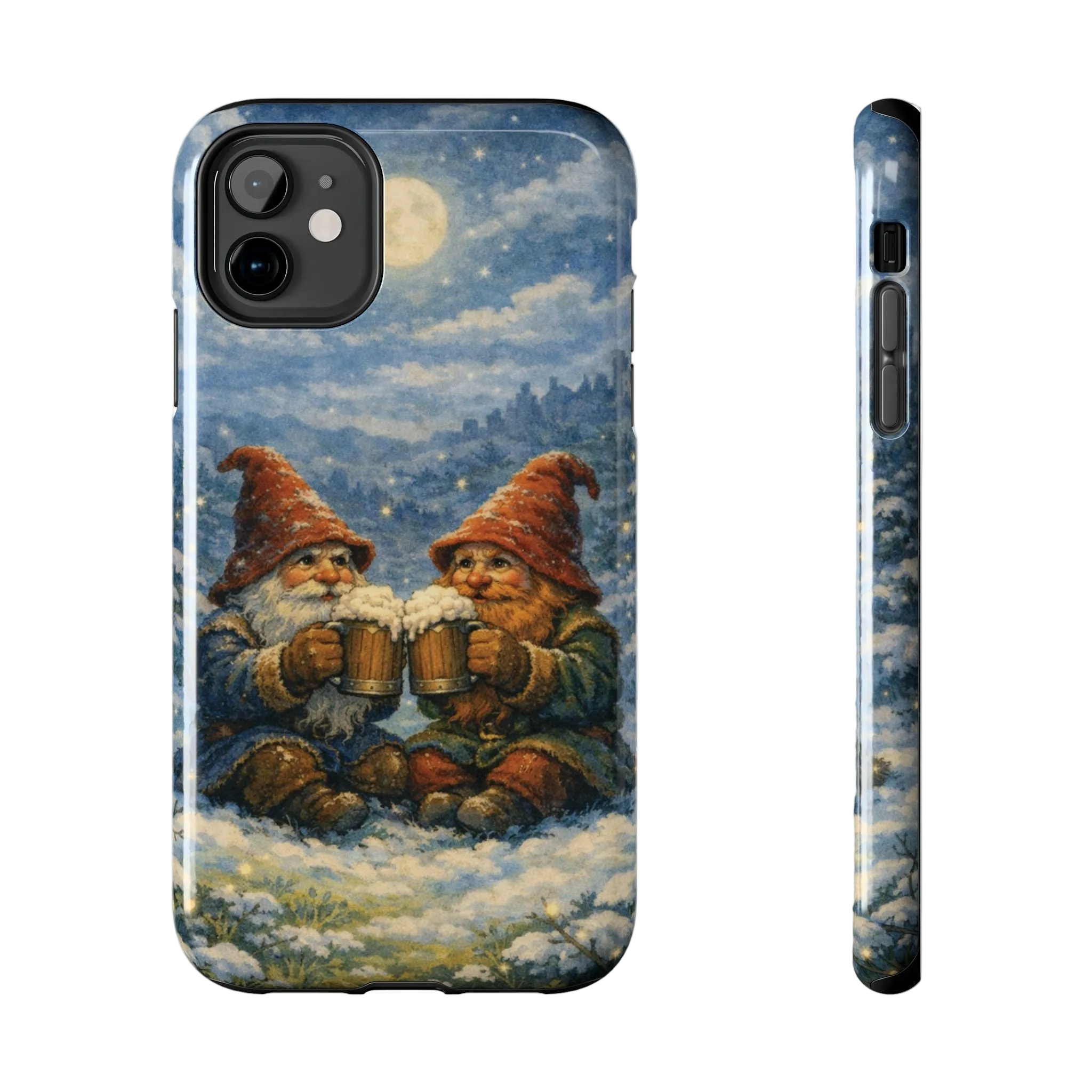 Gnome Cheers Tough Phone Case — Cozy Winter Gnomes Clinking Mugs Protective Cover