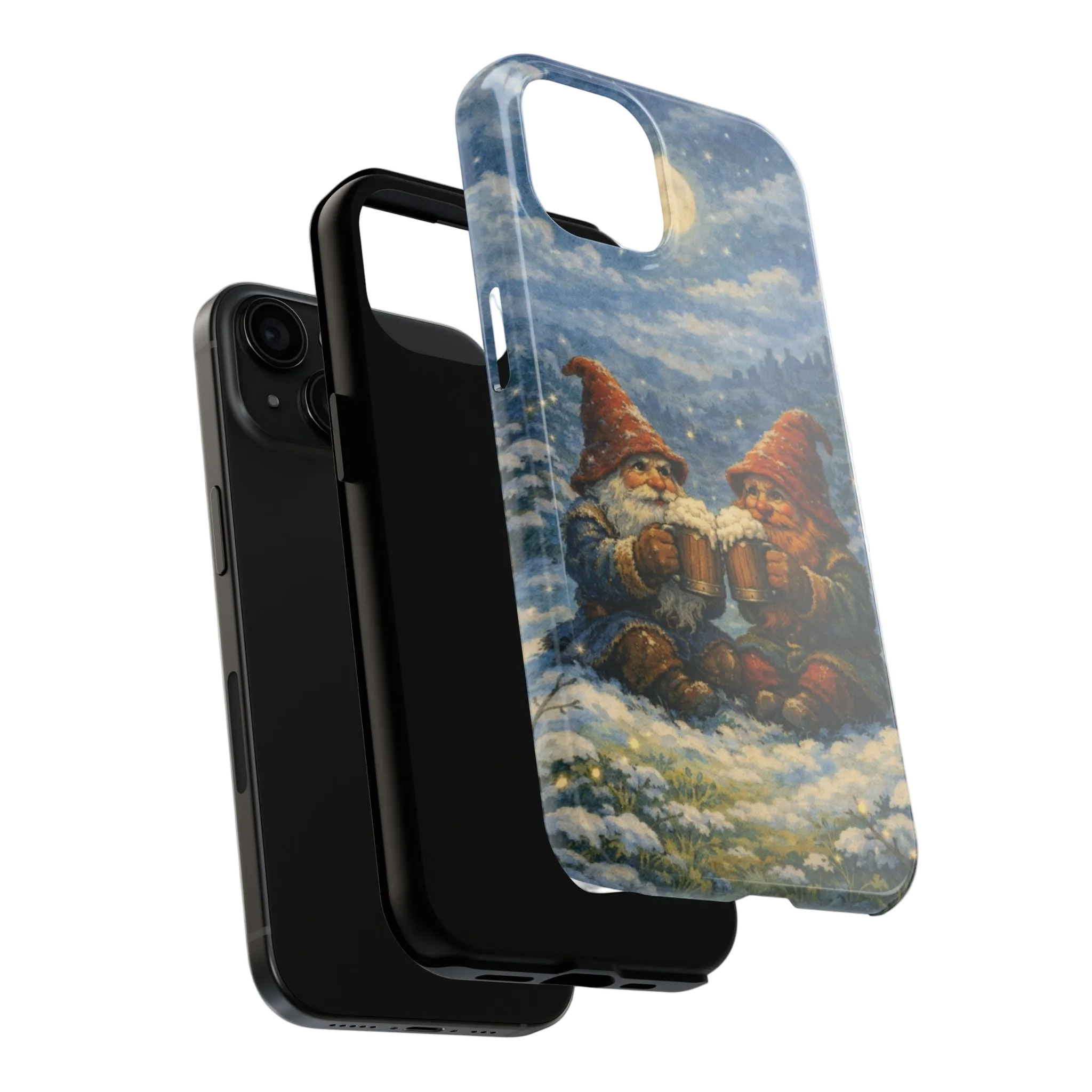 Gnome Cheers Tough Phone Case — Cozy Winter Gnomes Clinking Mugs Protective Cover