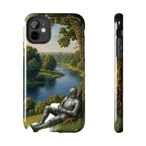 Medieval Knight Landscape Phone Case – Scenic Armor River Tough Case