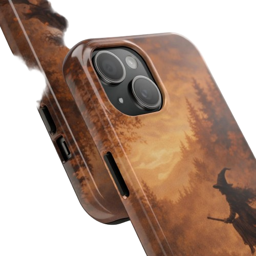Autumn Witch Tough Phone Case — Spooky Halloween Broomstick Design